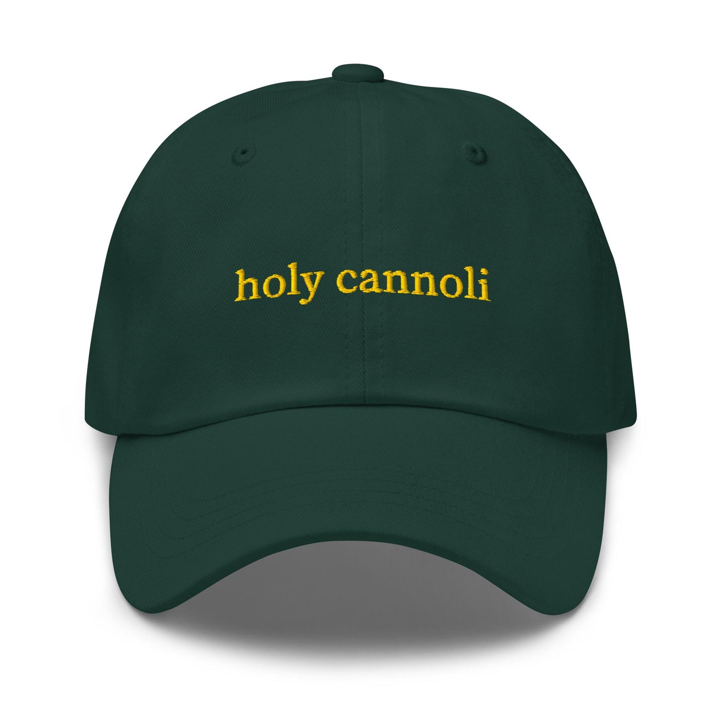 Title: Holy Cannoli Embroidered Dad Hat – Italian Dessert Pun Baseball Cap