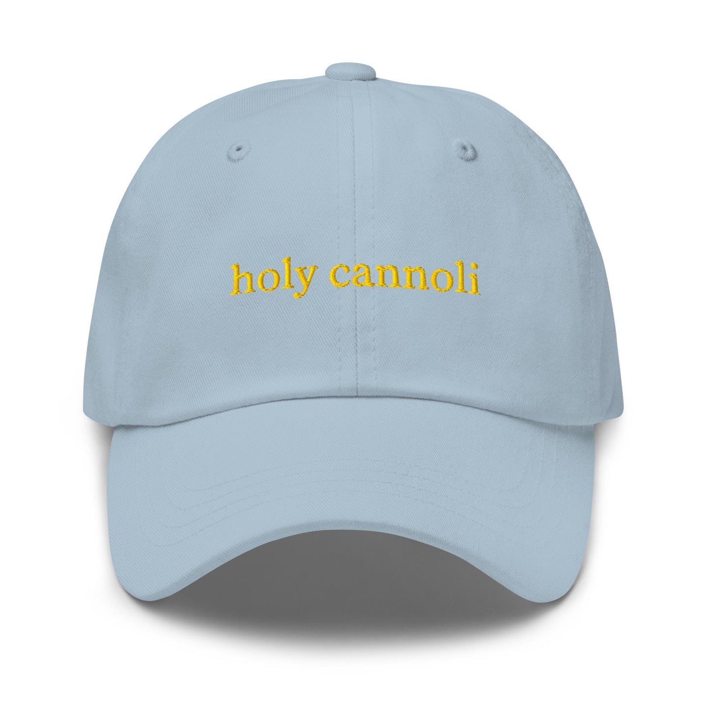 Title: Holy Cannoli Embroidered Dad Hat – Italian Dessert Pun Baseball Cap