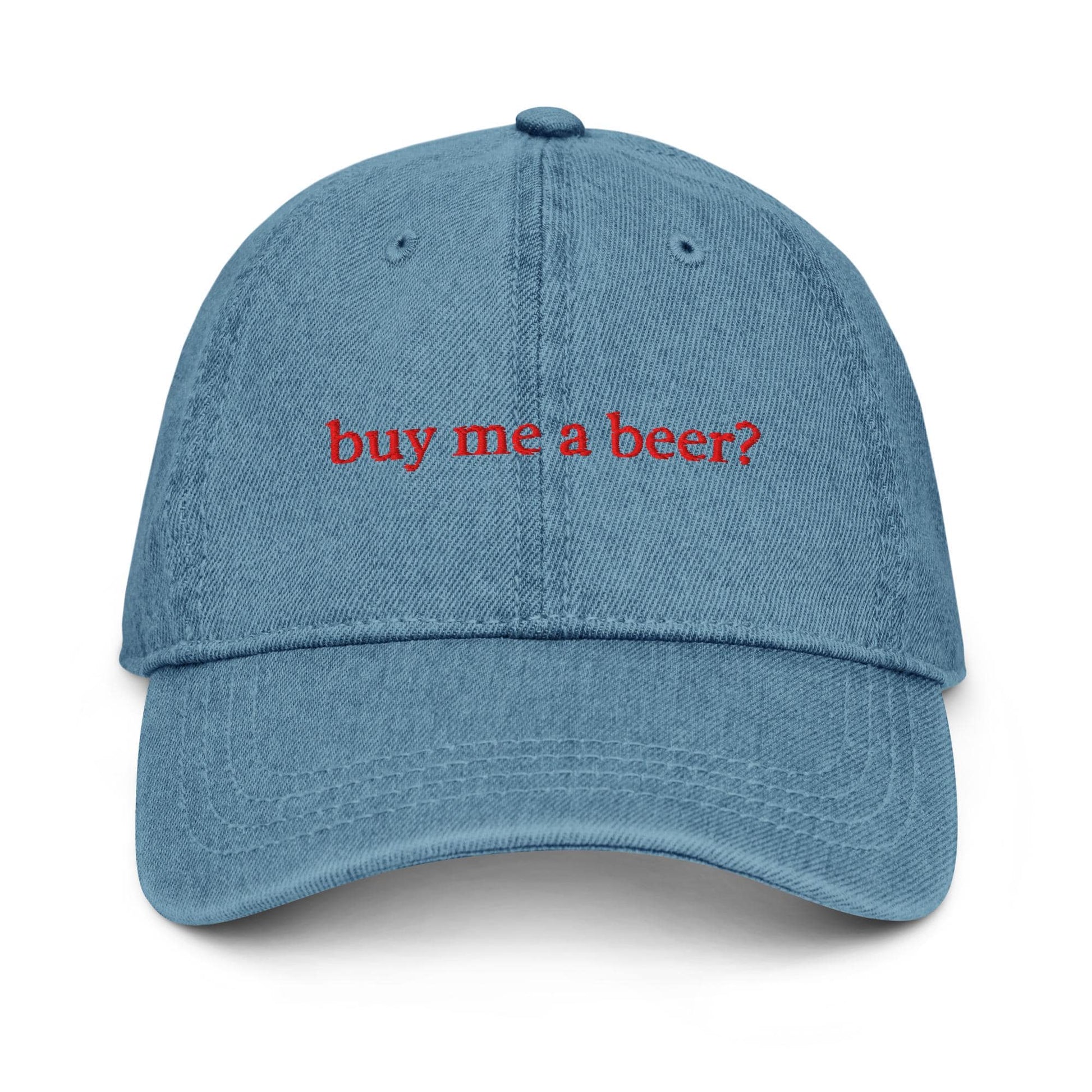 Buy Me a Beer – Embroidered Denim Dad Hat, Funny Beer Cap, Custom Thread Colors