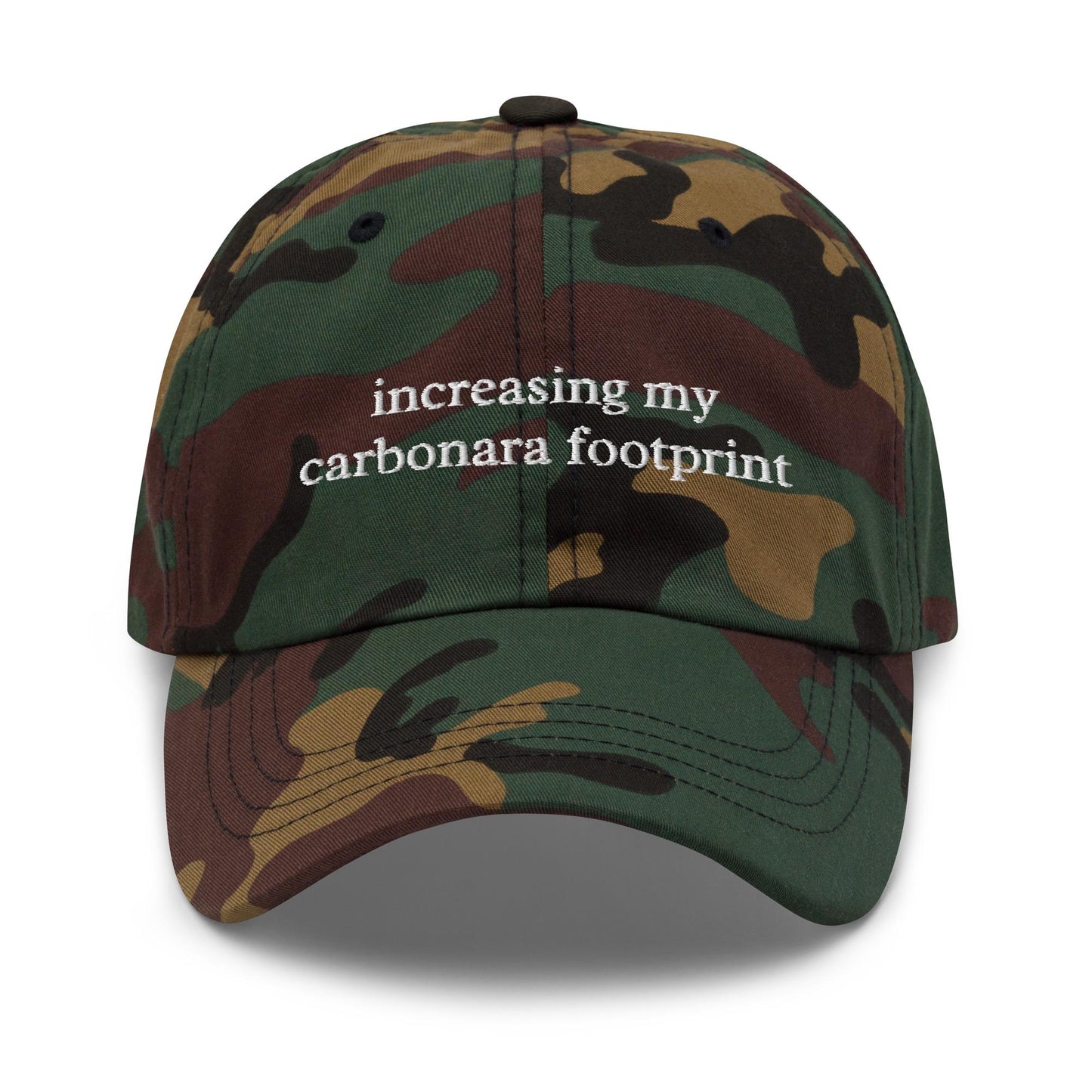 Increasing My Carbonara Footprint – Embroidered Funny Pasta Lover Dad Hat, Minimalist Cotton Cap