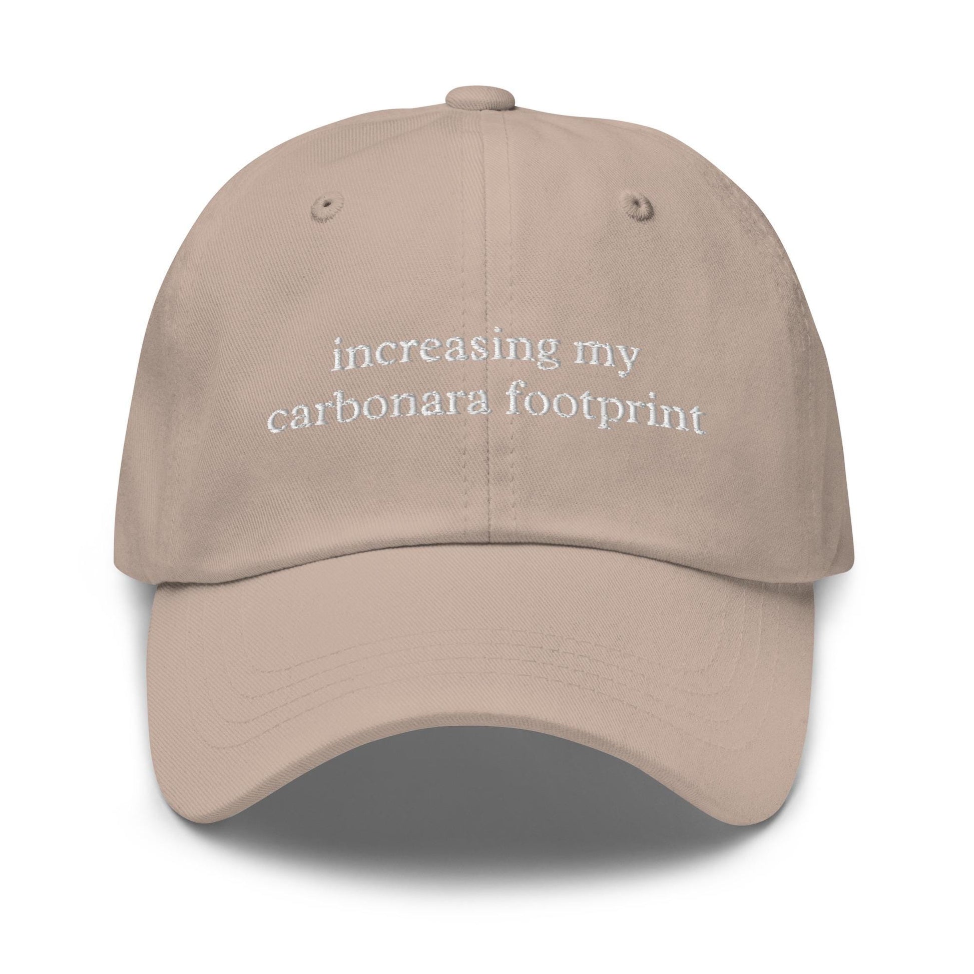 Increasing My Carbonara Footprint – Embroidered Funny Pasta Lover Dad Hat, Minimalist Cotton Cap