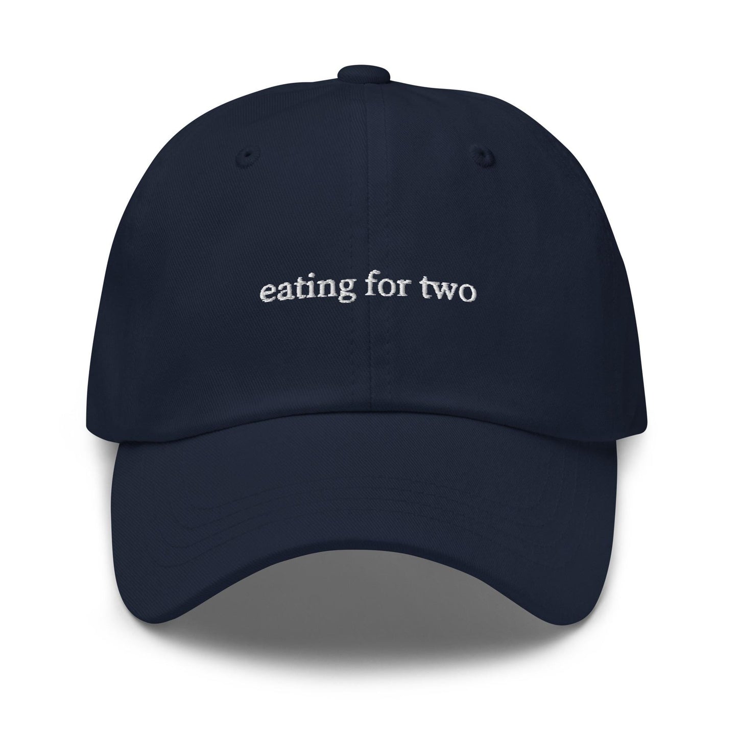Eating for Two – Embroidered Dad Hat for Expecting Parents, Minimalist Cotton Cap with Custom Thread Colors