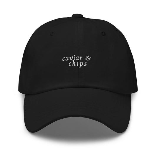 Caviar and Chips – Embroidered Funny Foodie Dad Hat, Cocktail Party Cotton Cap