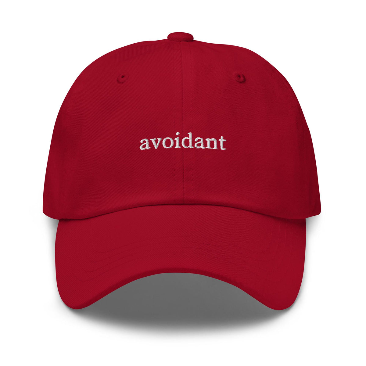 Avoidant – Embroidered Dad Hat for Dating Humor, Red Flag Gift, Funny Valentine Cotton Cap