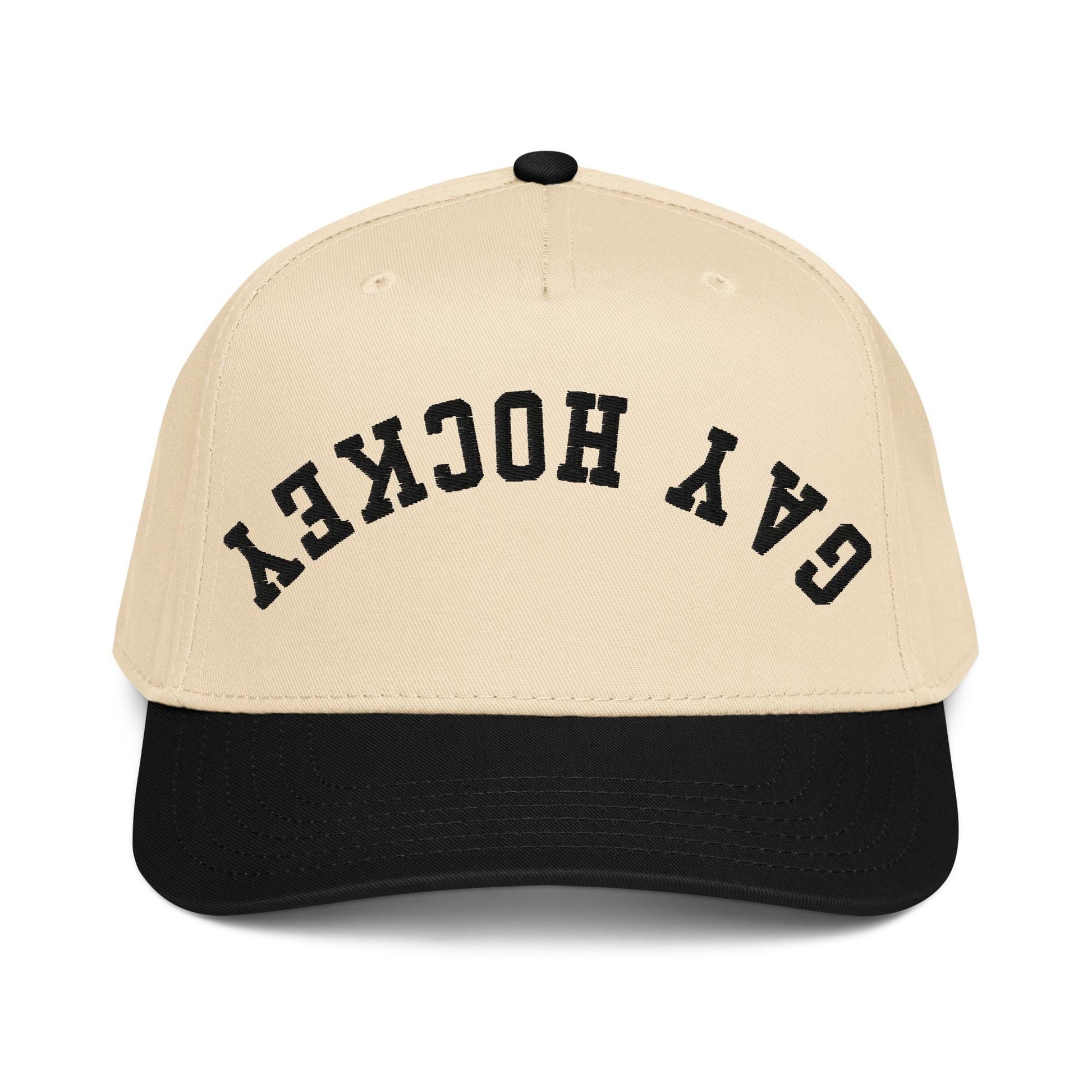 Upside Down Gay Hockey Hat – Queer Sports, Funny LGBTQ Gift, Two Tone Snapback Cap