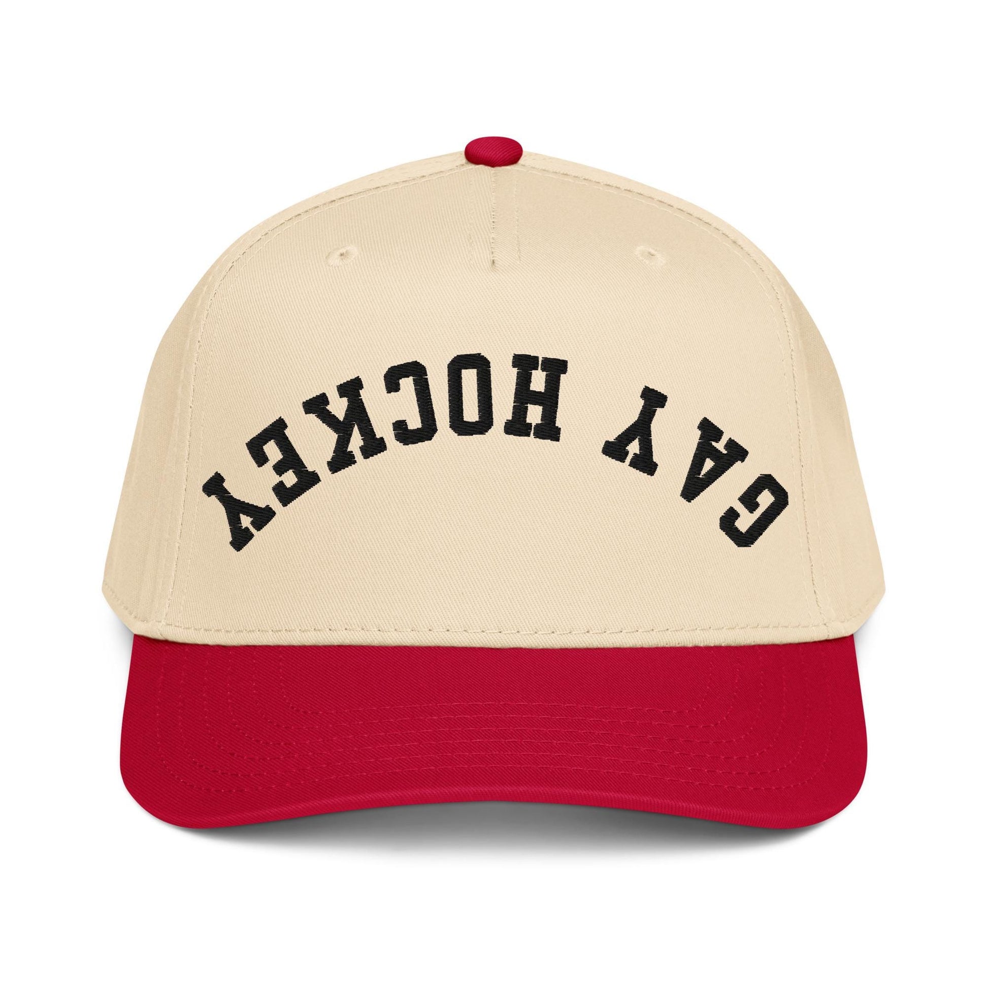 Upside Down Gay Hockey Hat – Queer Sports, Funny LGBTQ Gift, Two Tone Snapback Cap