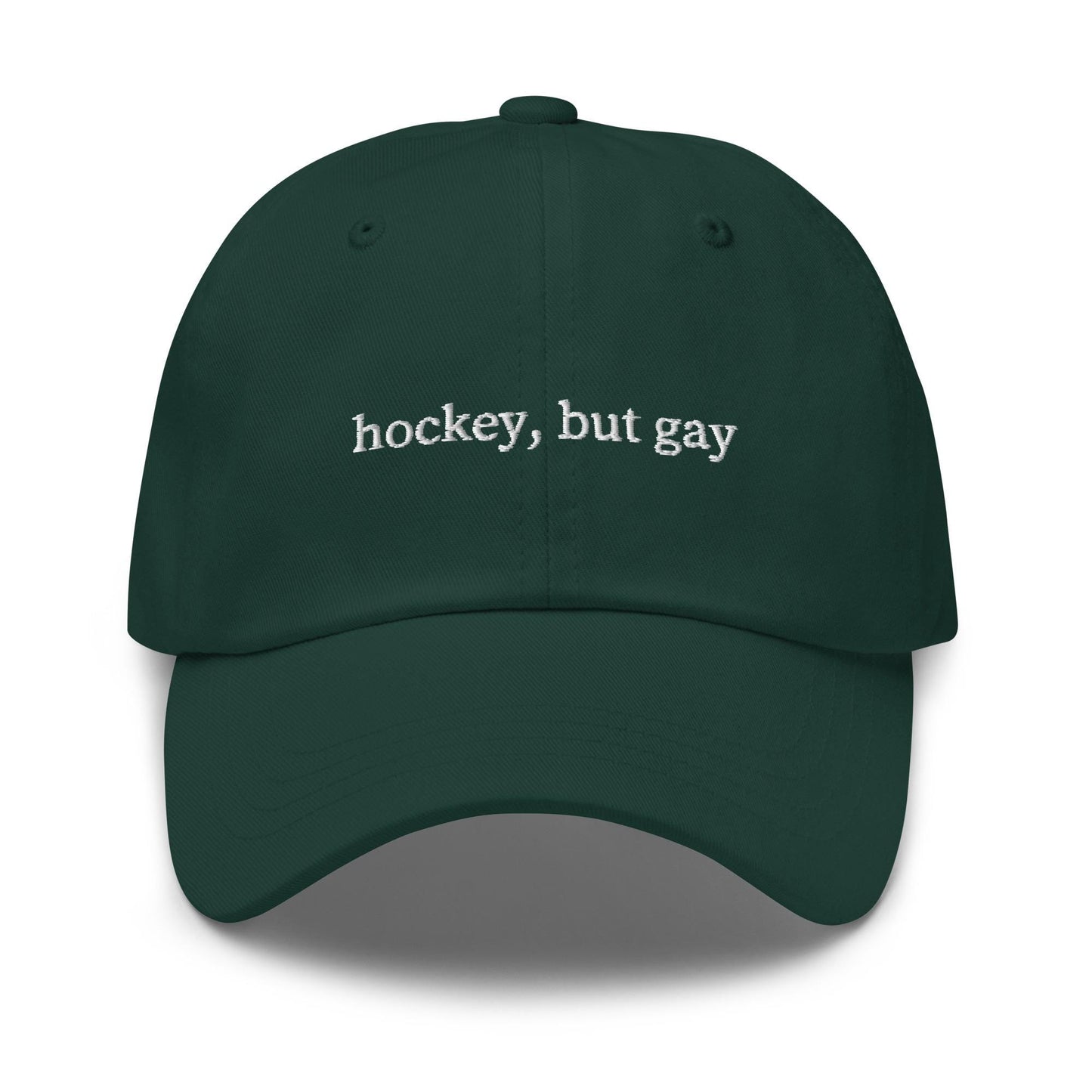 Hockey But Gay – Embroidered Dad Hat for Queer Sports Fan, PWHL Gift, Funny LGBTQ Cotton Cap