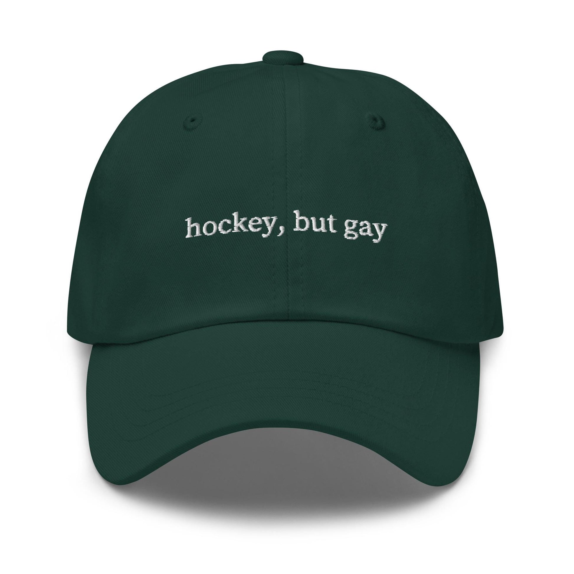 Hockey But Gay – Embroidered Dad Hat for Queer Sports Fan, PWHL Gift, Funny LGBTQ Cotton Cap