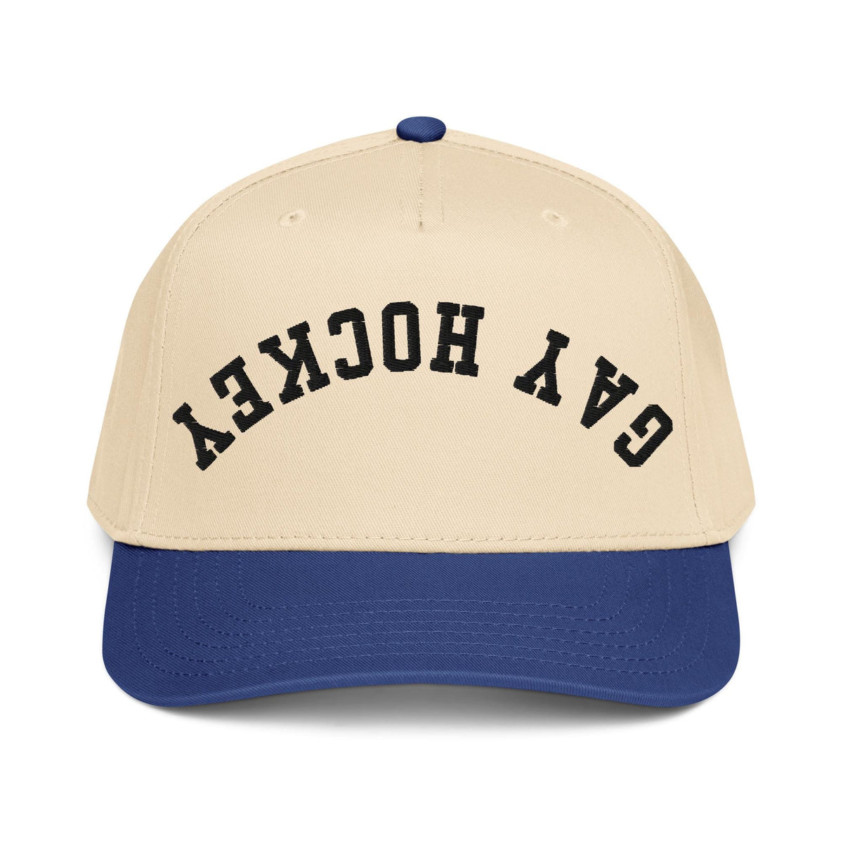 Upside Down Gay Hockey Hat – Queer Sports, Funny LGBTQ Gift, Two Tone Snapback Cap