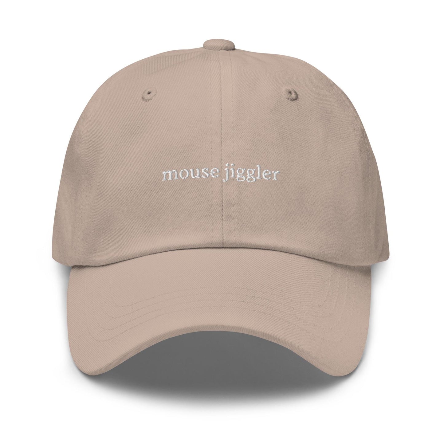 Mouse Jiggler – Embroidered Dad Hat for WFH Humor, Remote Work Gift, Corporate Nihilism Cotton Cap