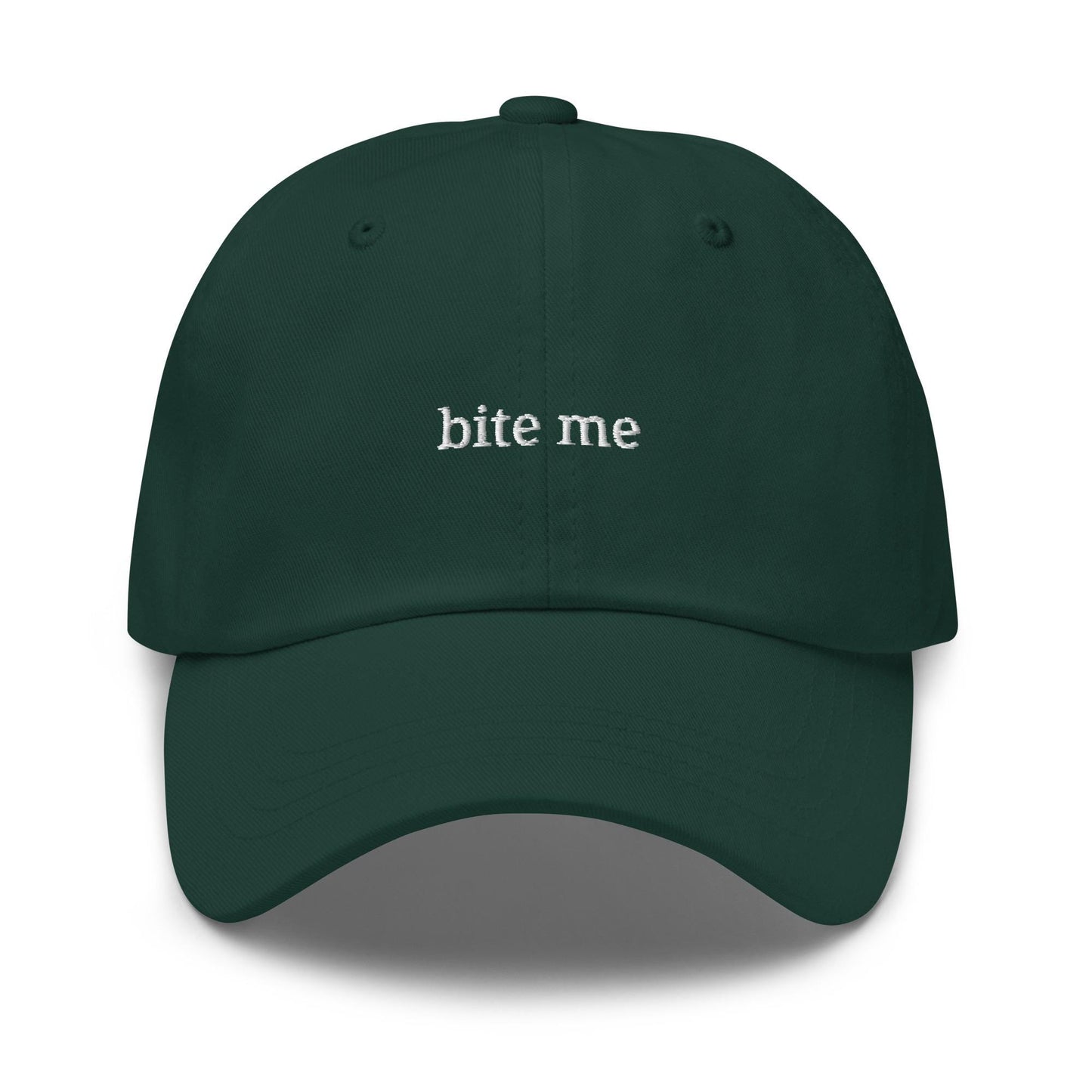 Bite Me Hat – Embroidered Dad Hat for Introvert, Sarcastic Humor Gift, Ironic Preppy Cotton Cap