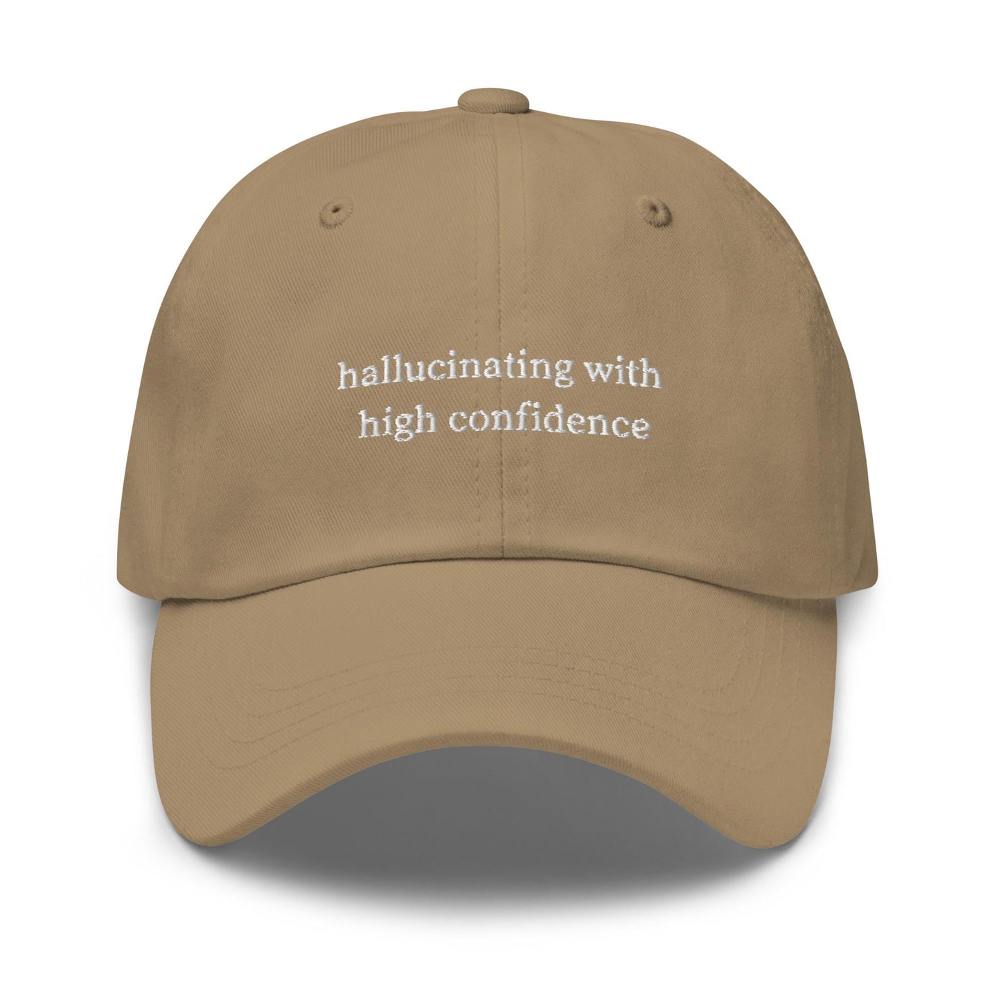 Hallucinating With High Confidence Hat – Funny AI Tech Worker Cap, Developer Humor, Corporate Dad Hat