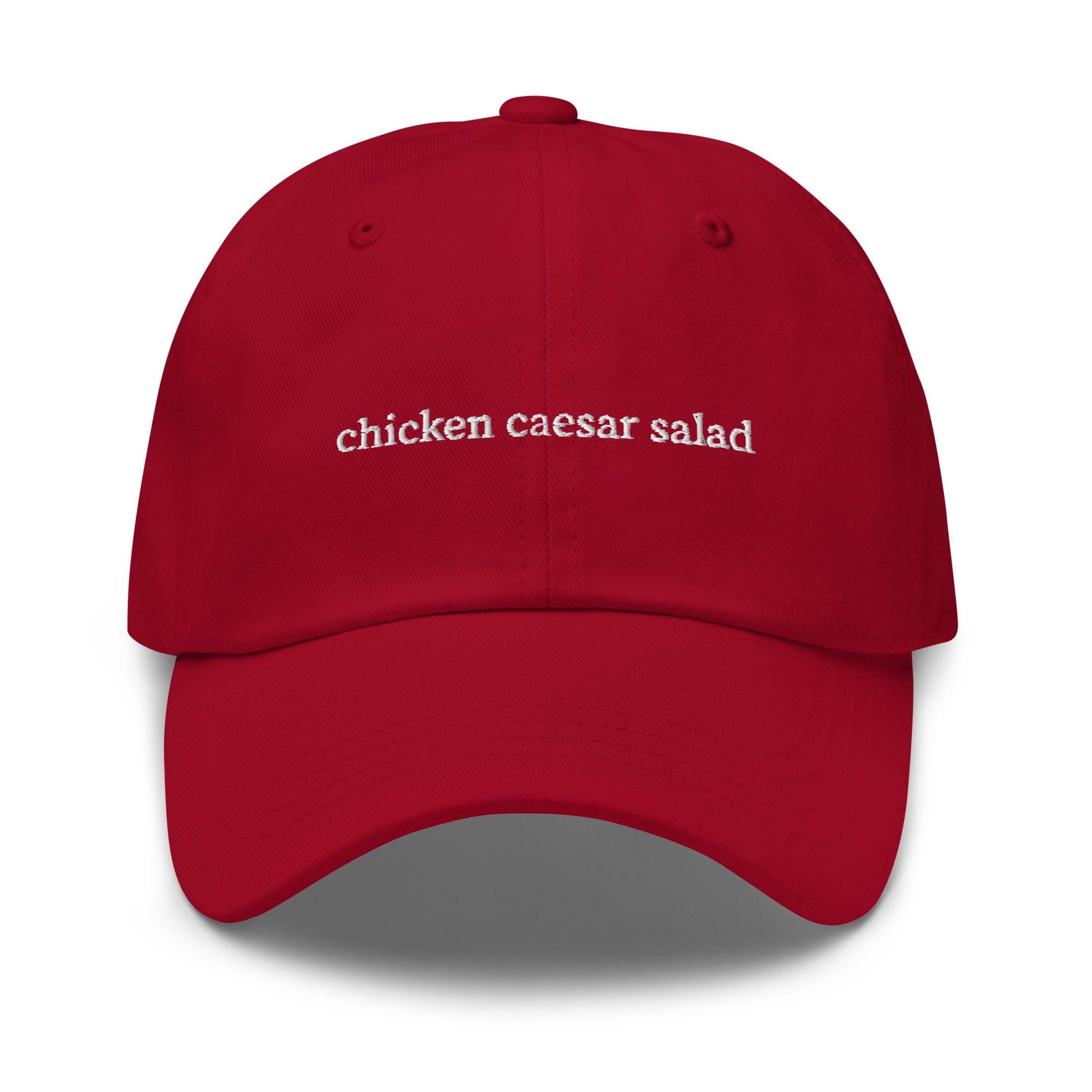 Chicken Caesar Salad Cotton Embroidered Adjustable Hat - Minimalist Foodie Cap