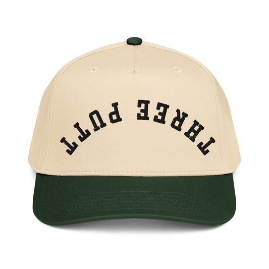 Three Putt Upside Down Snapback - Funny Golf Hat, Retro 5 Panel Cap