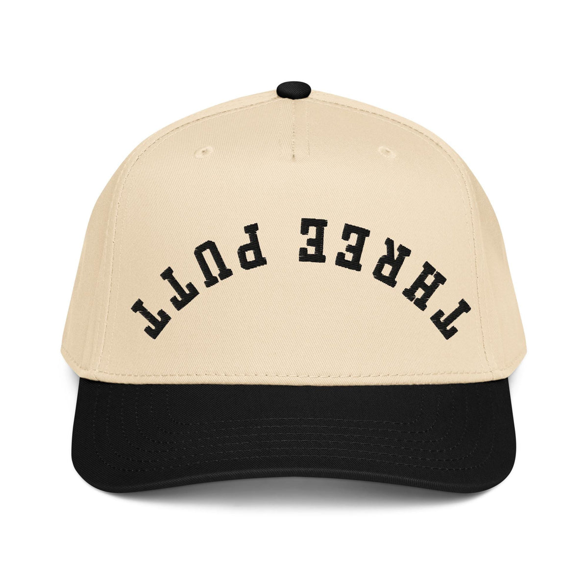 Three Putt Upside Down Snapback - Funny Golf Hat, Retro 5 Panel Cap