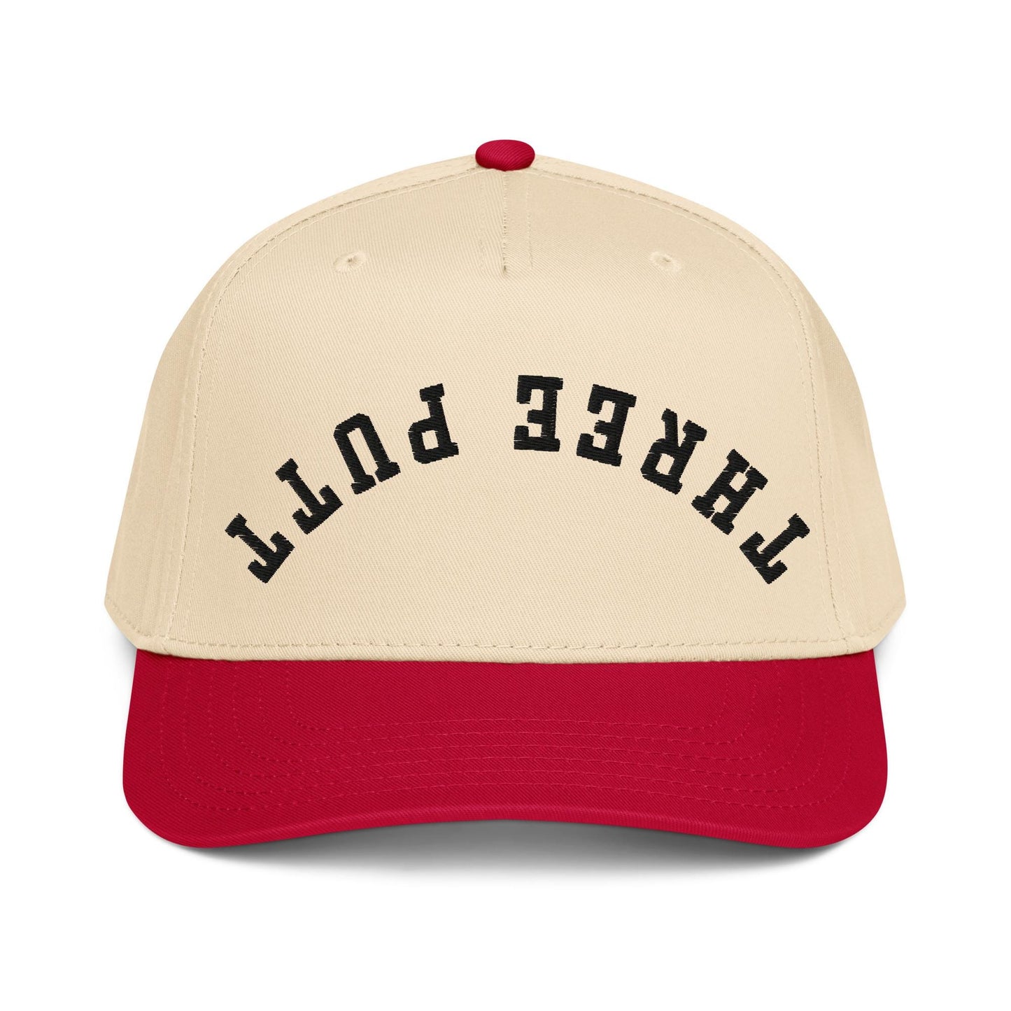 Three Putt Upside Down Snapback - Funny Golf Hat, Retro 5 Panel Cap