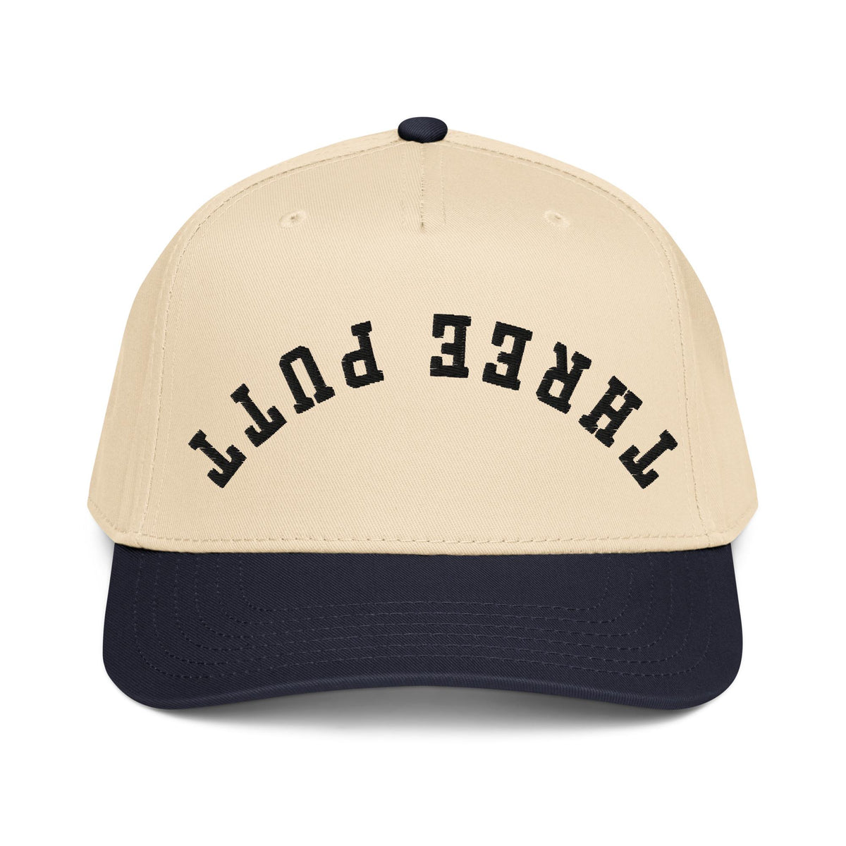Three Putt Upside Down Snapback - Funny Golf Hat, Retro 5 Panel Cap
