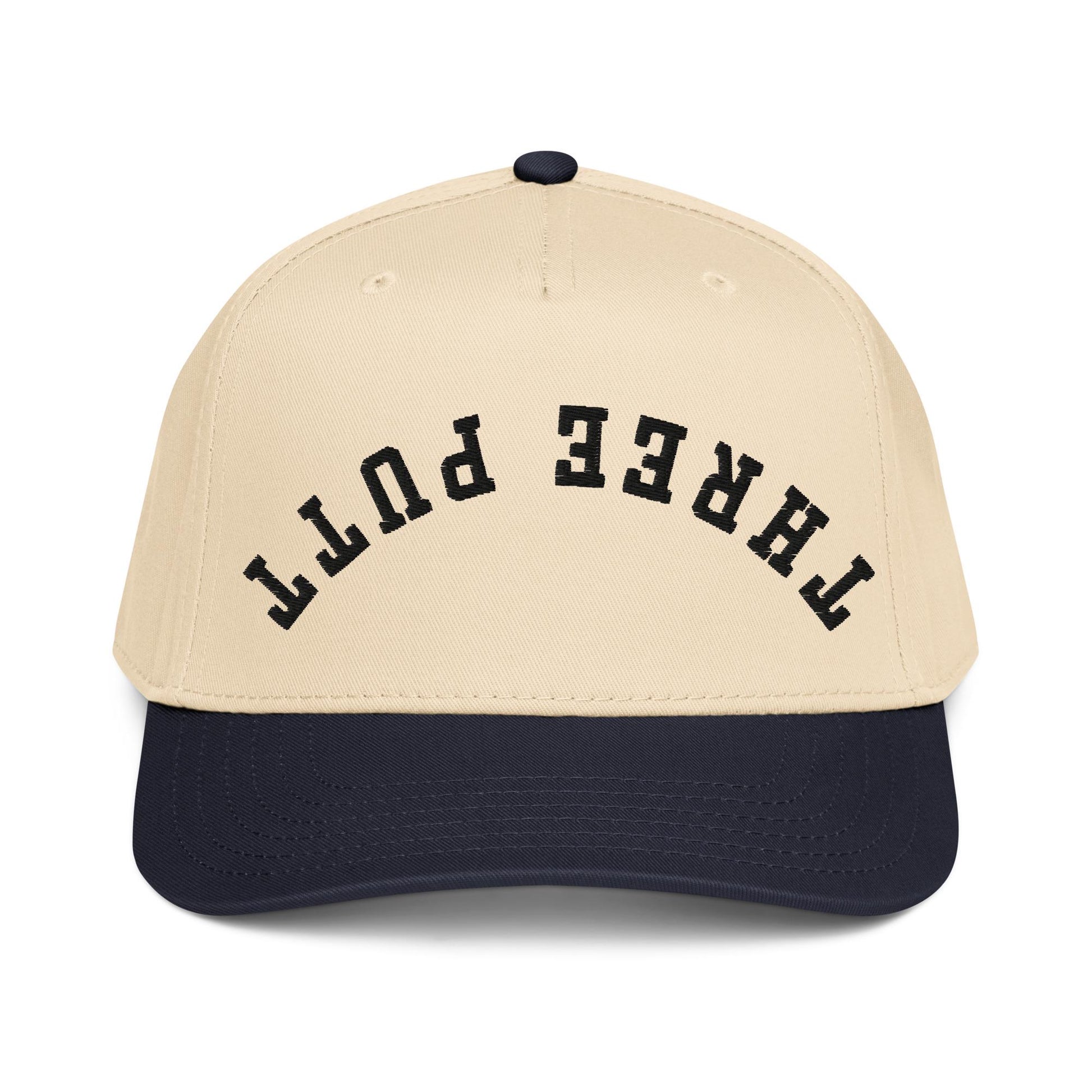 Three Putt Upside Down Snapback - Funny Golf Hat, Retro 5 Panel Cap