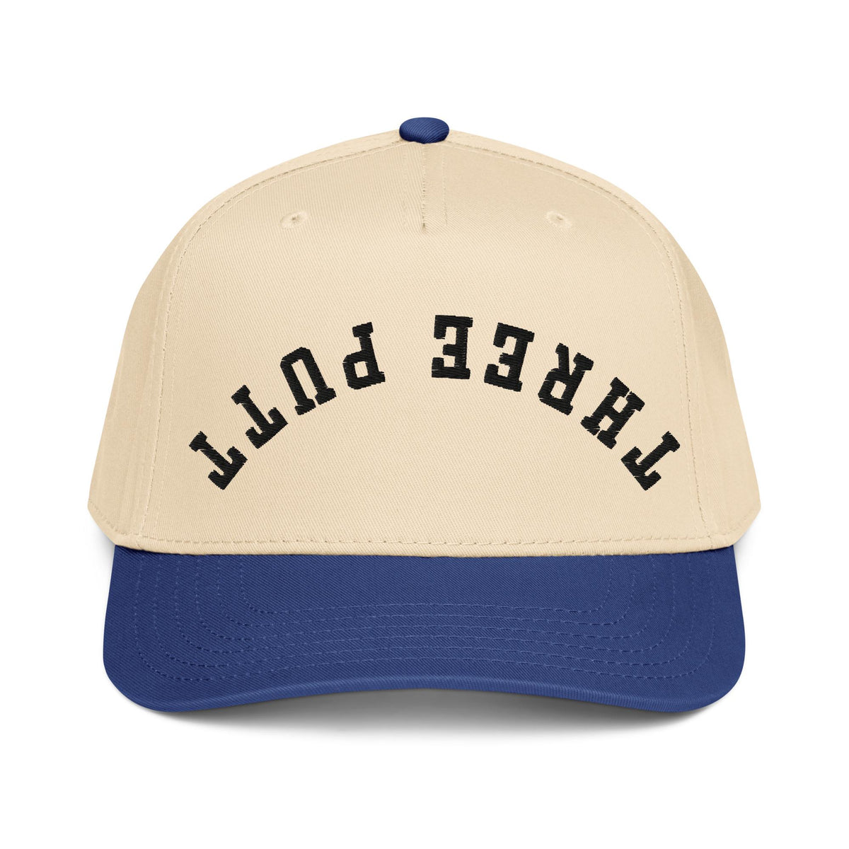 Three Putt Upside Down Snapback - Funny Golf Hat, Retro 5 Panel Cap