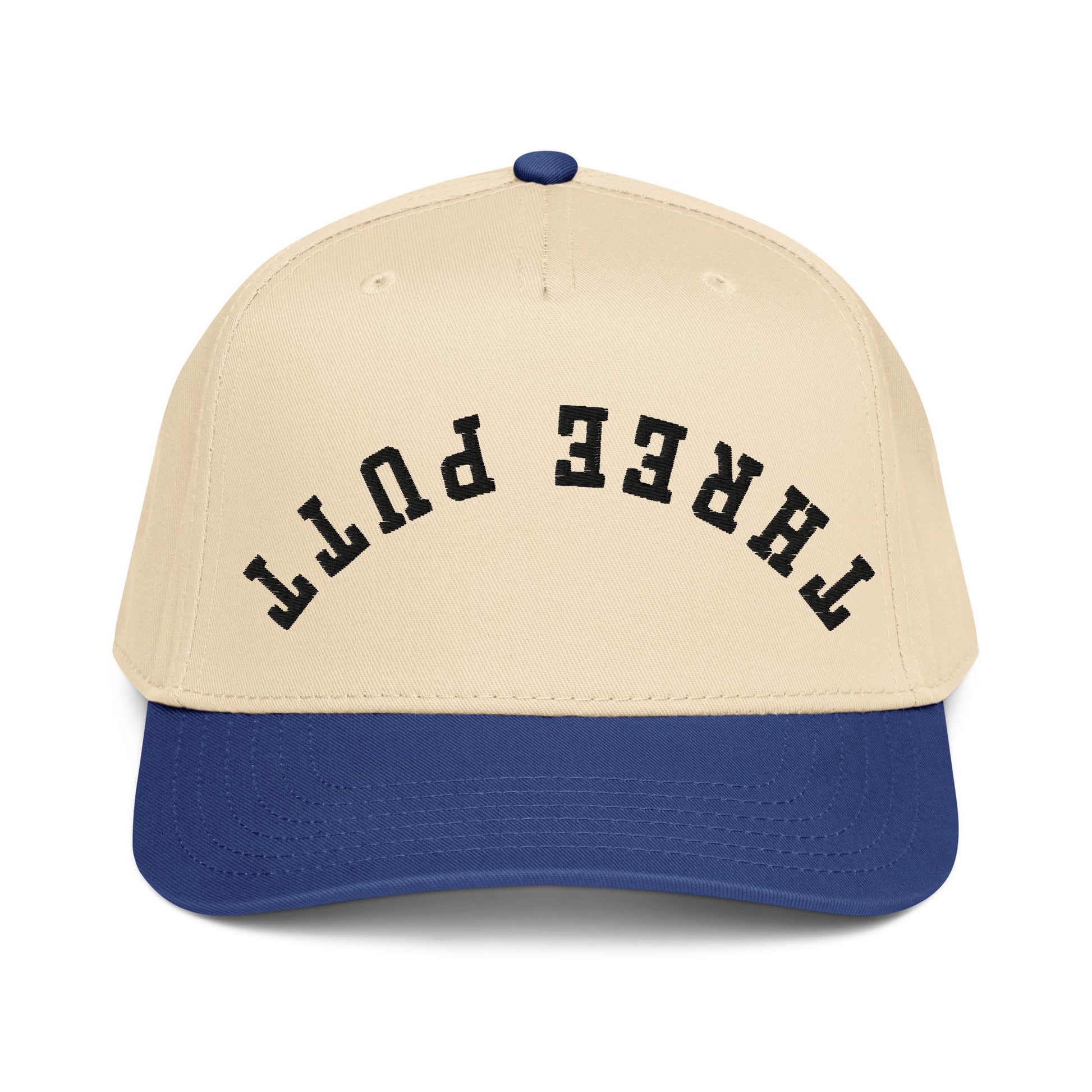 Three Putt Upside Down Snapback - Funny Golf Hat, Retro 5 Panel Cap