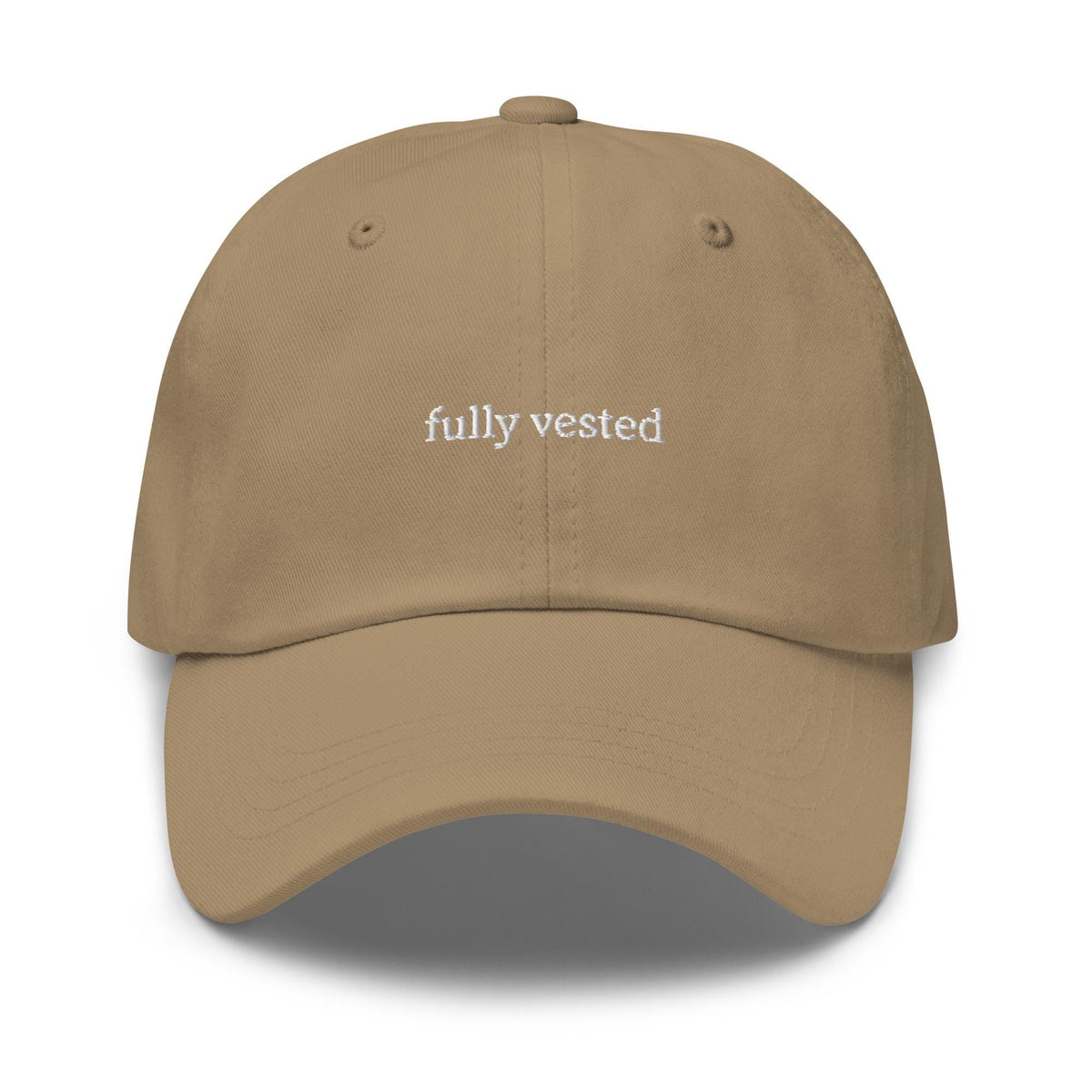 Fully Vested Embroidered Dad Hat - Tech Startup Cap, Corporate Humor