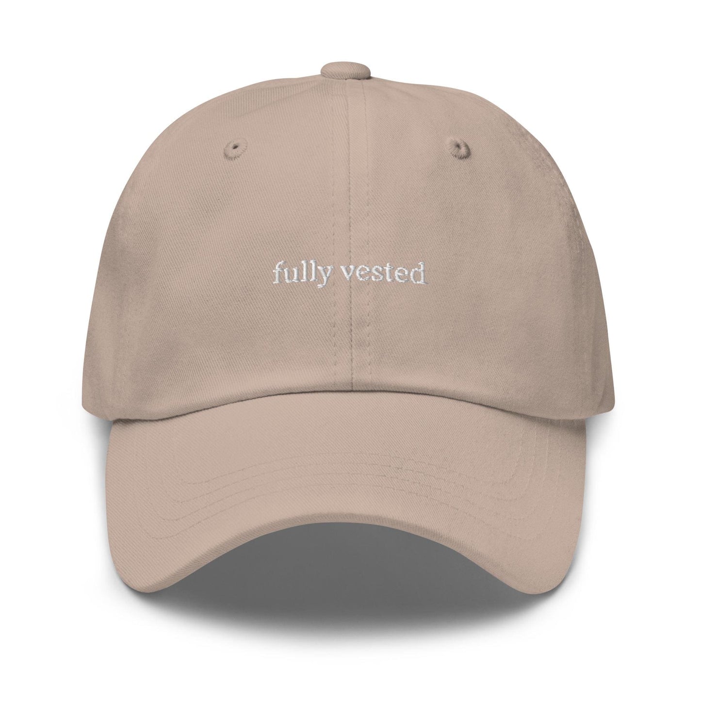 Fully Vested Embroidered Dad Hat - Tech Startup Cap, Corporate Humor