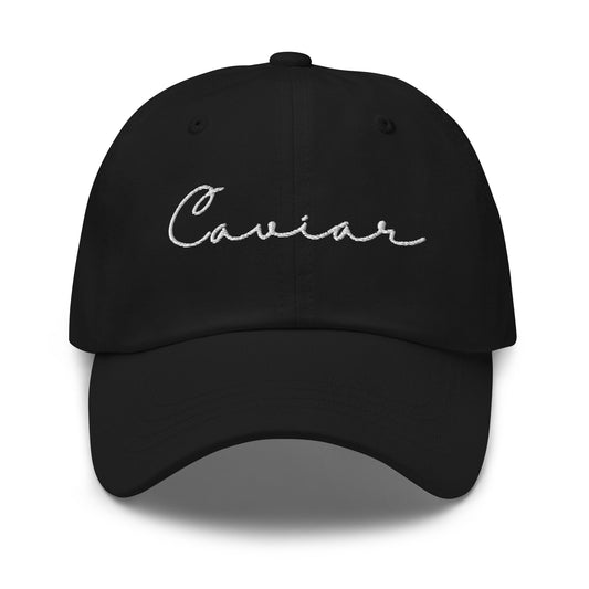 Caviar Hat - Gift for Refined Foodies - Embroidered Cotton Cap - Evilwater Originals