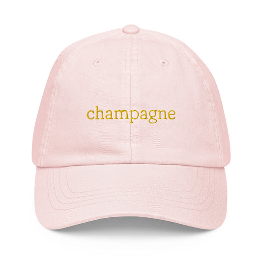 Champagne Dad Hat - Gift for French Wine Lovers - Pastel Cotton Embroidered Cap - Evilwater Originals
