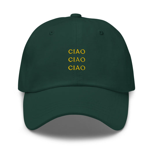 Ciao Hat - Italy, Italian, Hello, Goodbye - Cotton Embroidered Cap - Evilwater Originals