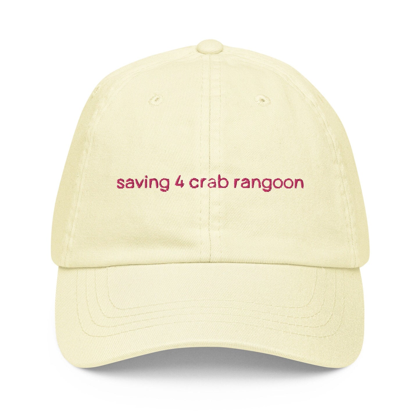 Crab Rangoon Dad Hat - Pastel Cotton Embroidered Cap - Evilwater Originals