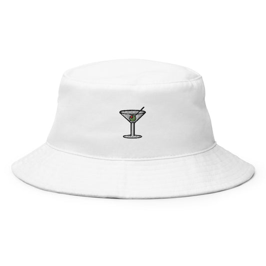 Martini Bucket Hat - Gift for vodka gin cocktail lovers - Cotton Embroidered - Multiple Colors - Customizable