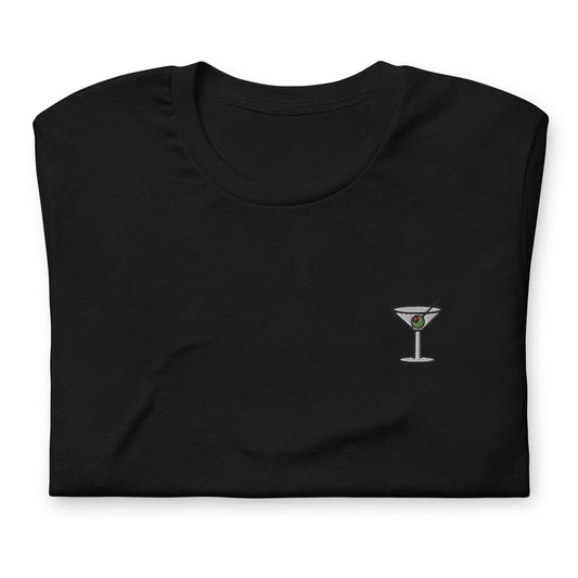 Martini T Shirt - Gift for Cocktail Lovers - Minimalist Embroidered Shirt - Multiple Colours