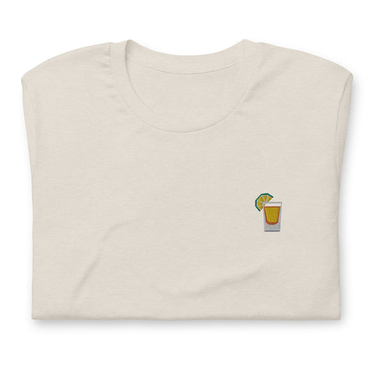 Tequila Shot T Shirt - Minimalist Embroidered Shirt - Multiple Colours