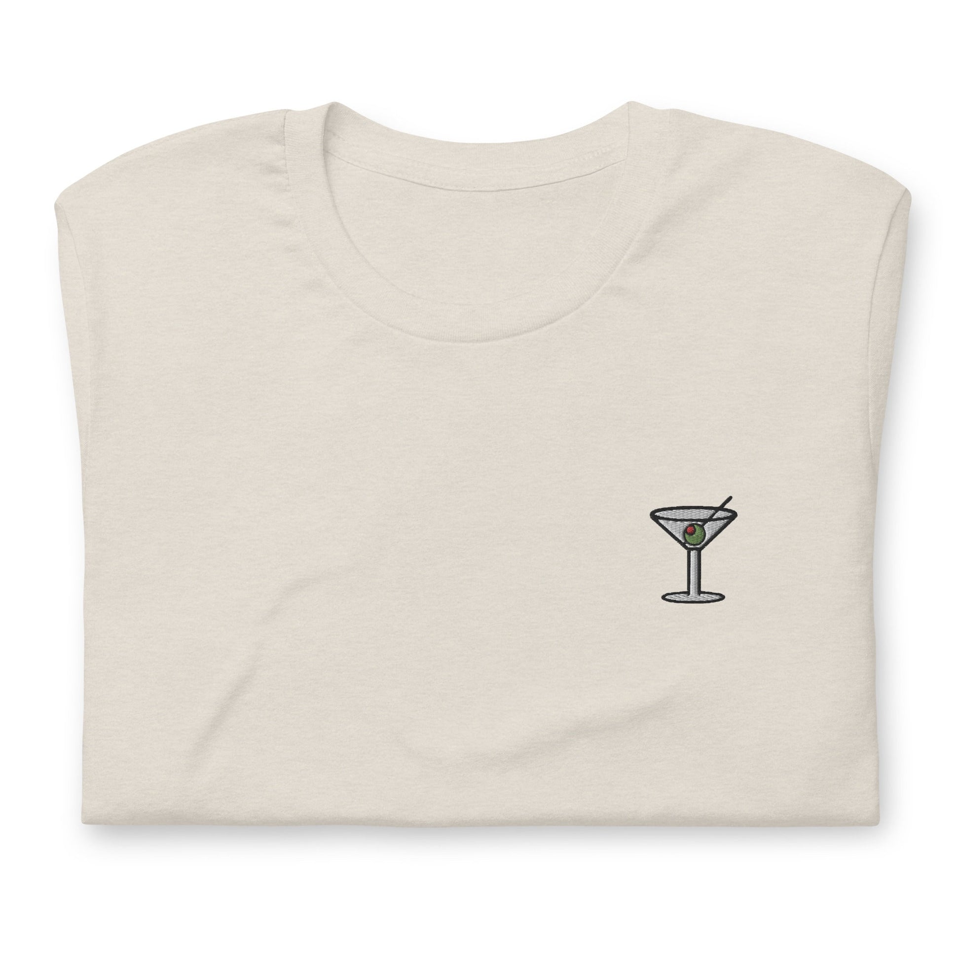 Martini T Shirt - Gift for Cocktail Lovers - Minimalist Embroidered Shirt - Multiple Colours