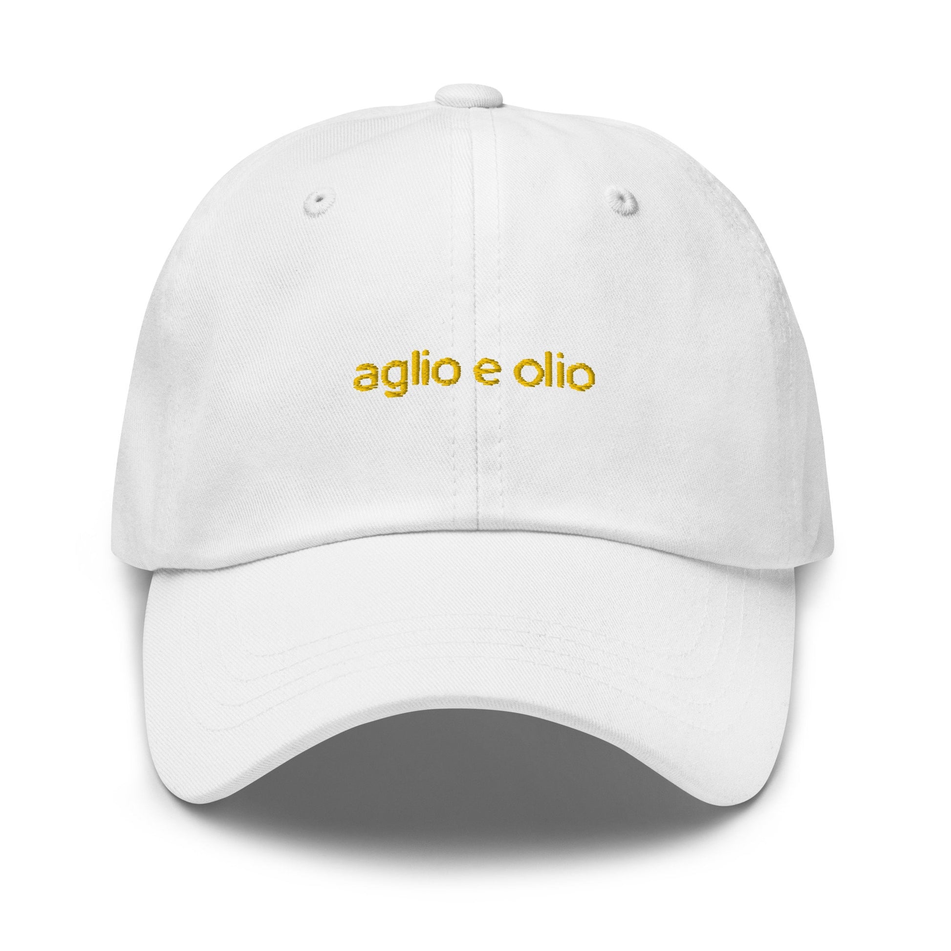 Aglio e Olio Hat - Italian Pasta Lovers - Olive Oil and Garlic - Embroidered Cotton Hat - Multiple Colors