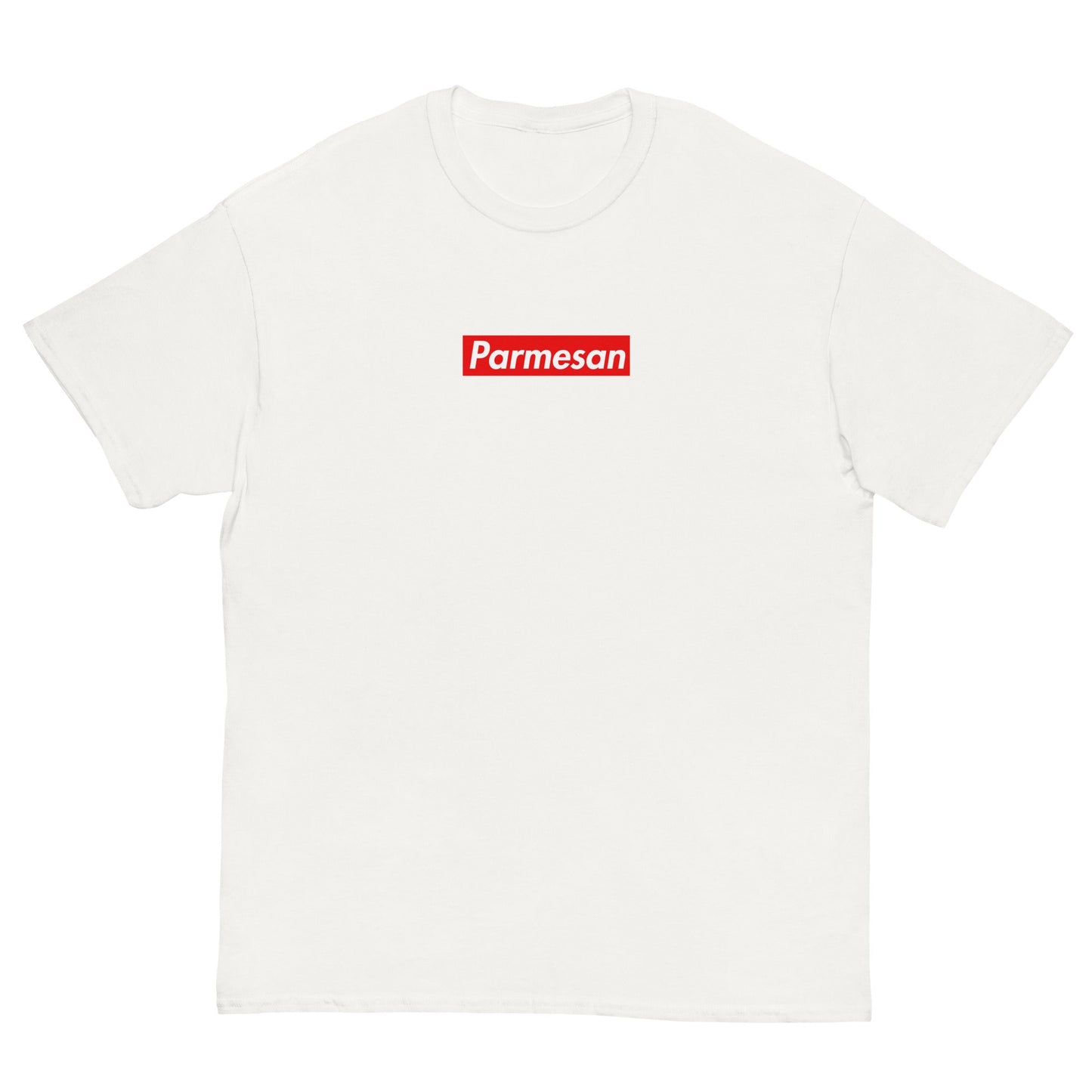 Parmesan T Shirt - Supreme Box Logo Inspired Design - Parmigiano Reggiano Gift - Classic Fit Tee - Multiple Colors