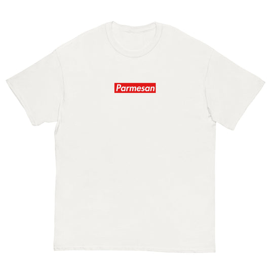 Parmesan T Shirt - Supreme Box Logo Inspired Design - Parmigiano Reggiano Gift - Classic Fit Tee - Multiple Colors