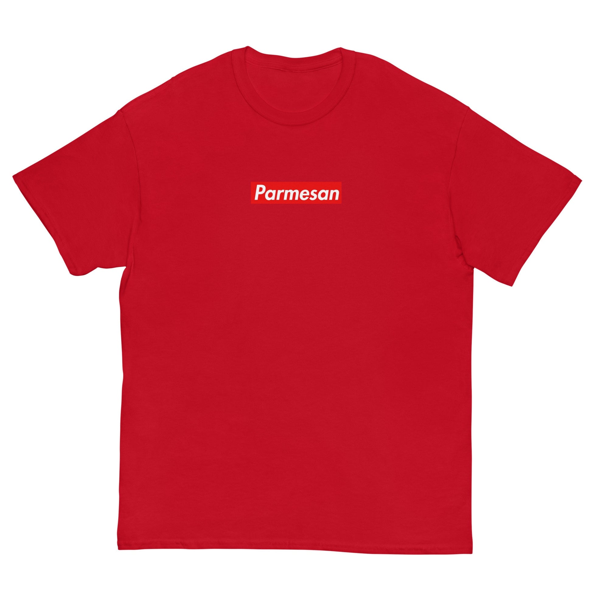 Parmesan T Shirt - Supreme Box Logo Inspired Design - Parmigiano Reggiano Gift - Classic Fit Tee - Multiple Colors