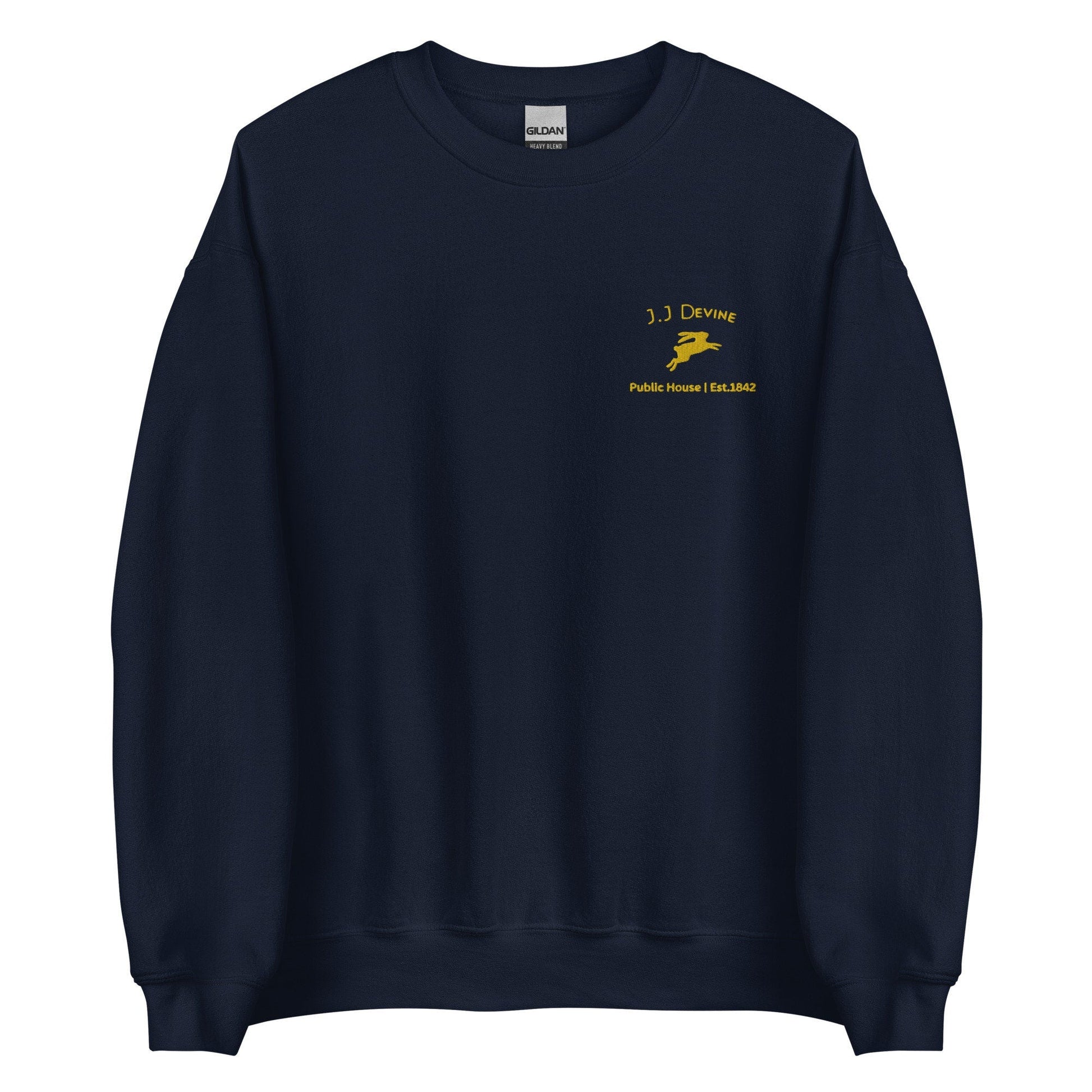 J.J. Devine Public House Crew Neck Sweatshirt - The Banshees of Inisherin Movie - Irish Gift - Handmade Embroidered Cotton Blend Sweater - Evilwater Originals