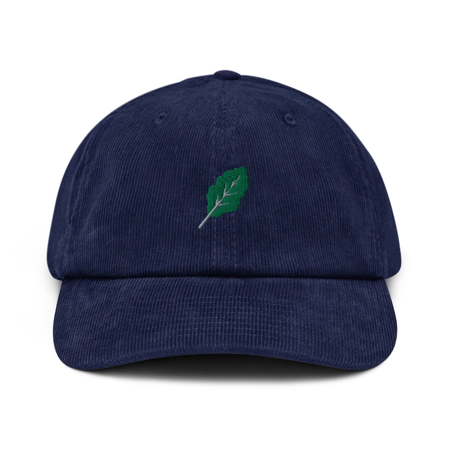 Kale Corduroy Hat - Gift for The Vegetarian Health Conscious - Handmade Embroidered Cap - Evilwater Originals