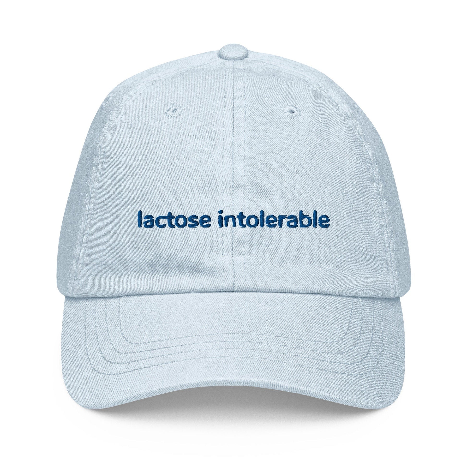 Lactose Intolerable Pastel Dad Hat - Joke Gift for vegans, lactose intolerant friends - Dairy Free Embroidered Cotton Cap - Evilwater Originals