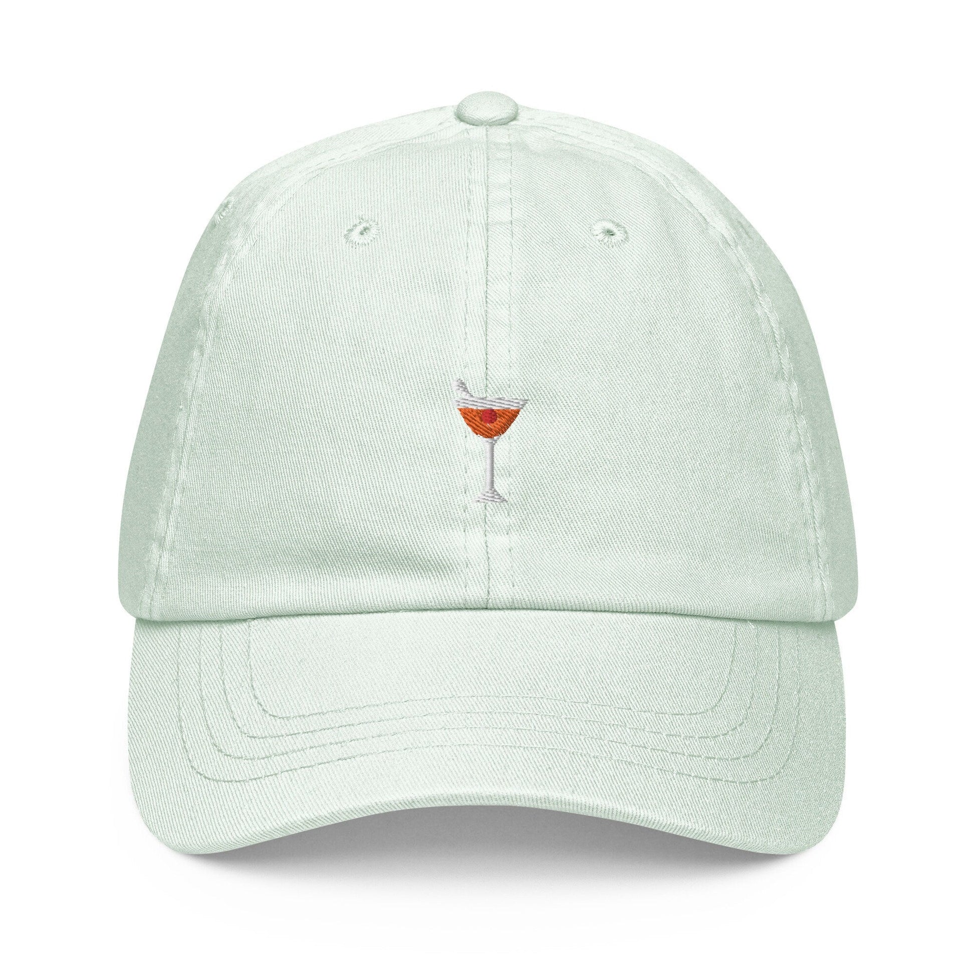 Manhattan Dad Hat - Gift for whisky cherry vermouth cocktail lovers - Embroidered Cotton Cap - Evilwater Originals