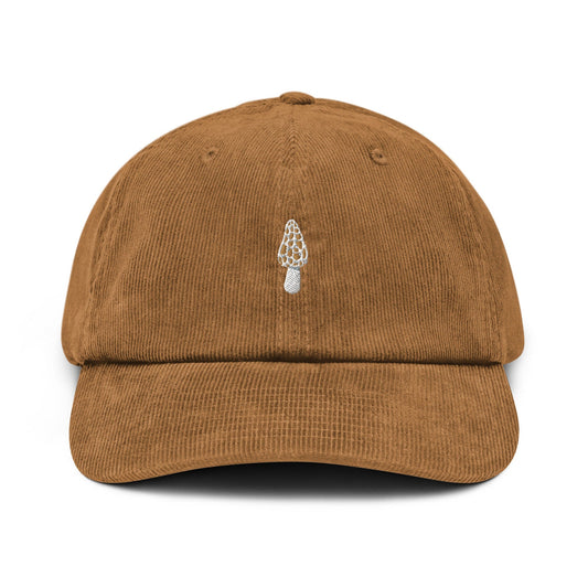 Morel Mushroom Corduroy Hat - Gift for Fungus Lovers - Handmade Embroidered Cap