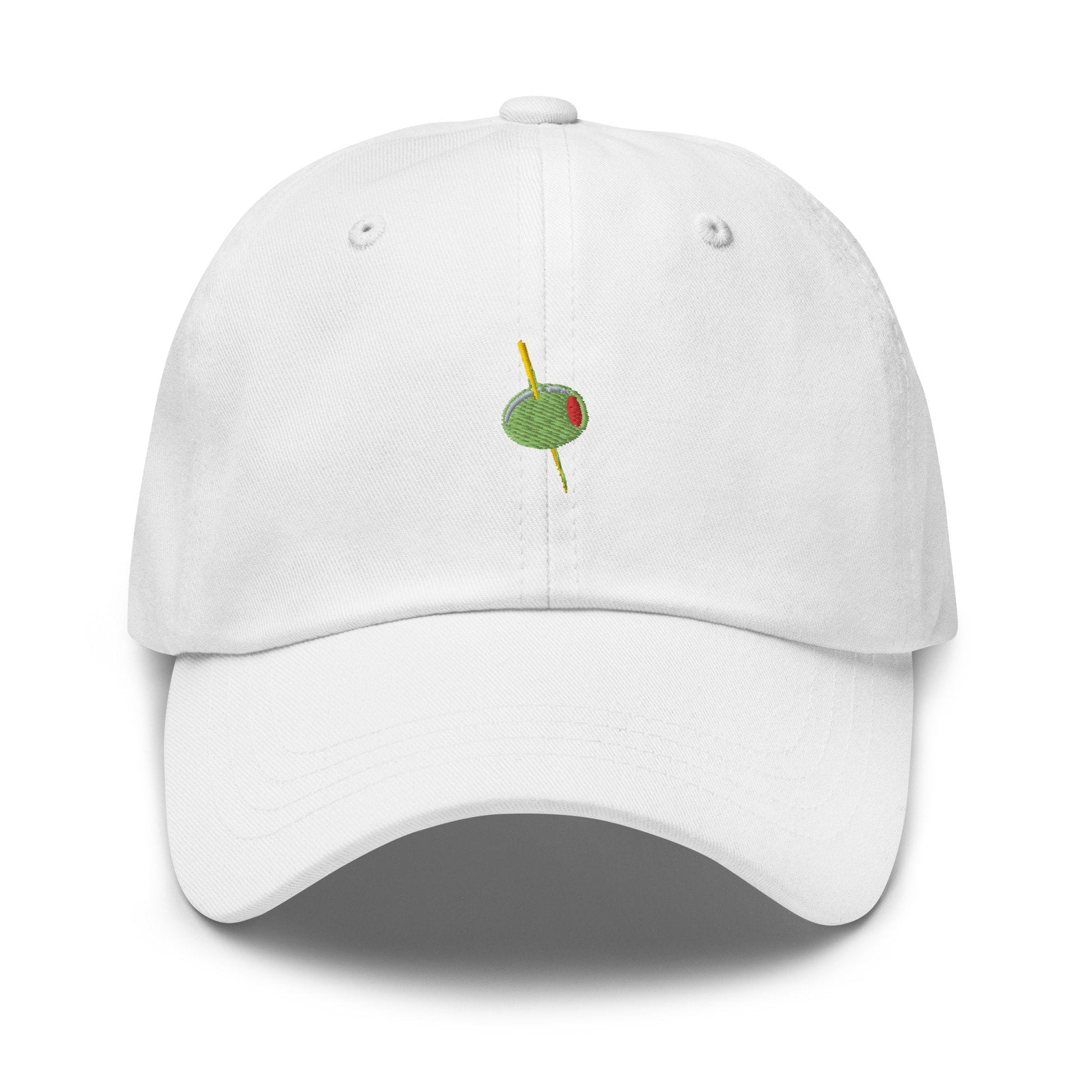 Olive Hat - Manzanilla, Spanish, Pimento Stuffed Olive with Toothpick -Cotton Embroidered Baseball Cap - Dad Fit - Evilwater Originals