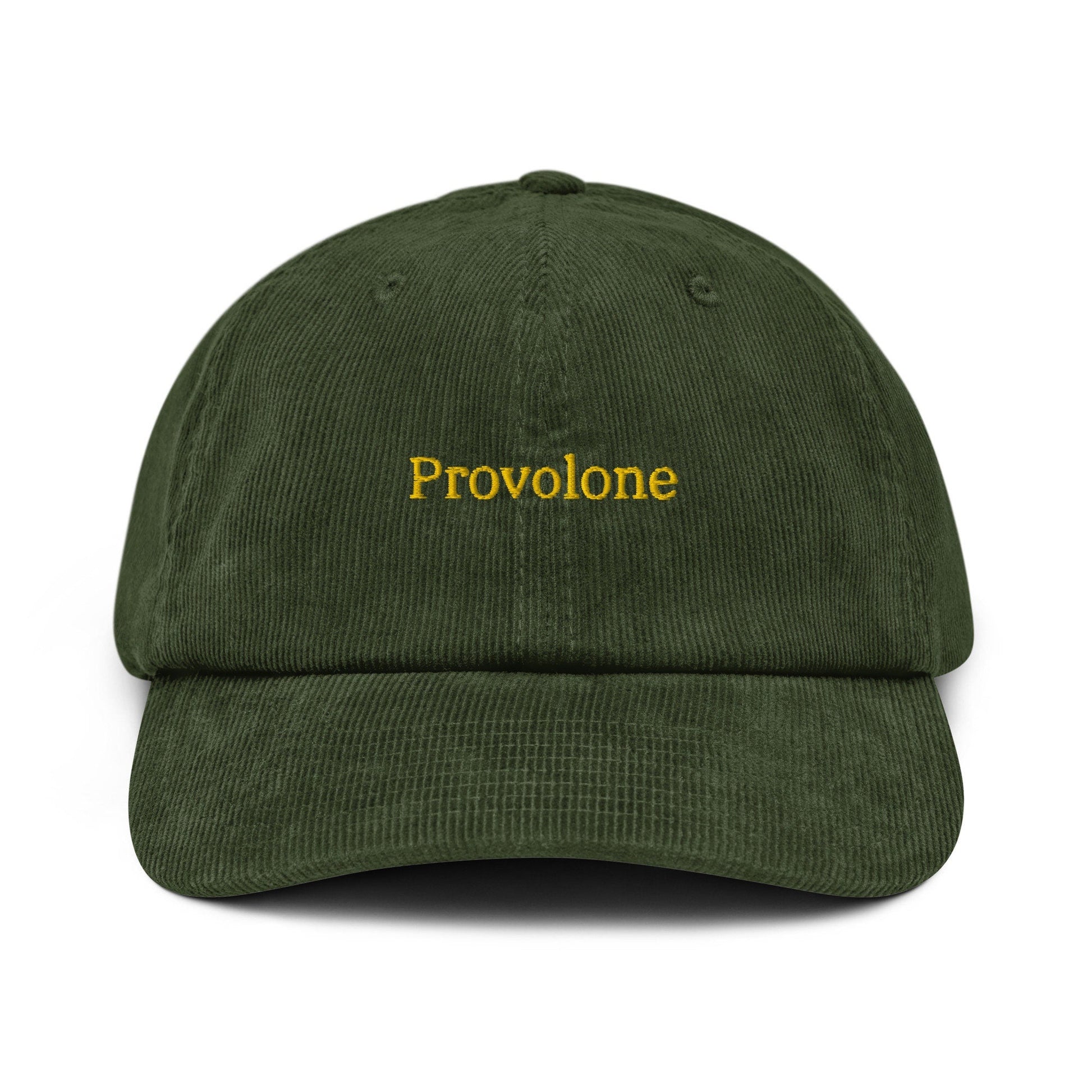 Provolone Corduroy Dad Hat - Gift for Italian charcuterie and cheese food Lovers - Handmade Embroidered Cap - Evilwater Originals
