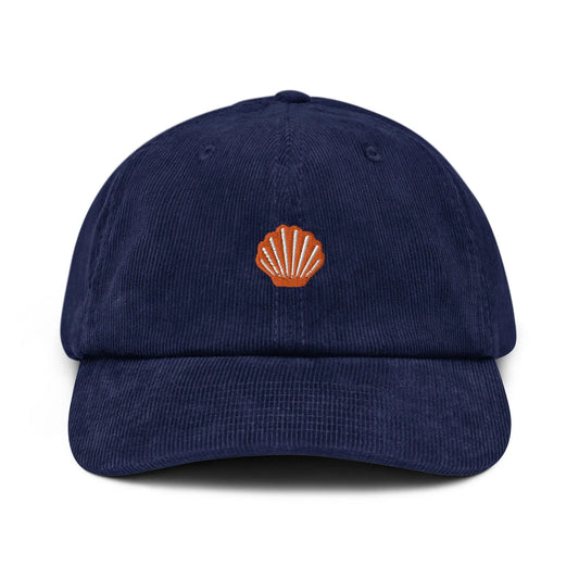 Scallop Corduroy Hat - Gift for Seafood Lovers - Handmade Embroidered Cap - Evilwater Originals