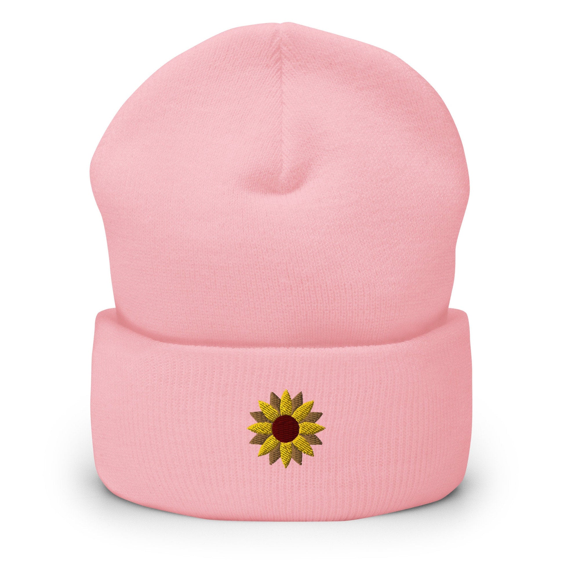 Sunflower Beanie - Fall, Autumn, Thanksgiving Hat - Embroidered + Cuffed + Hypoallergenic - Multiple Colors - Evilwater Originals