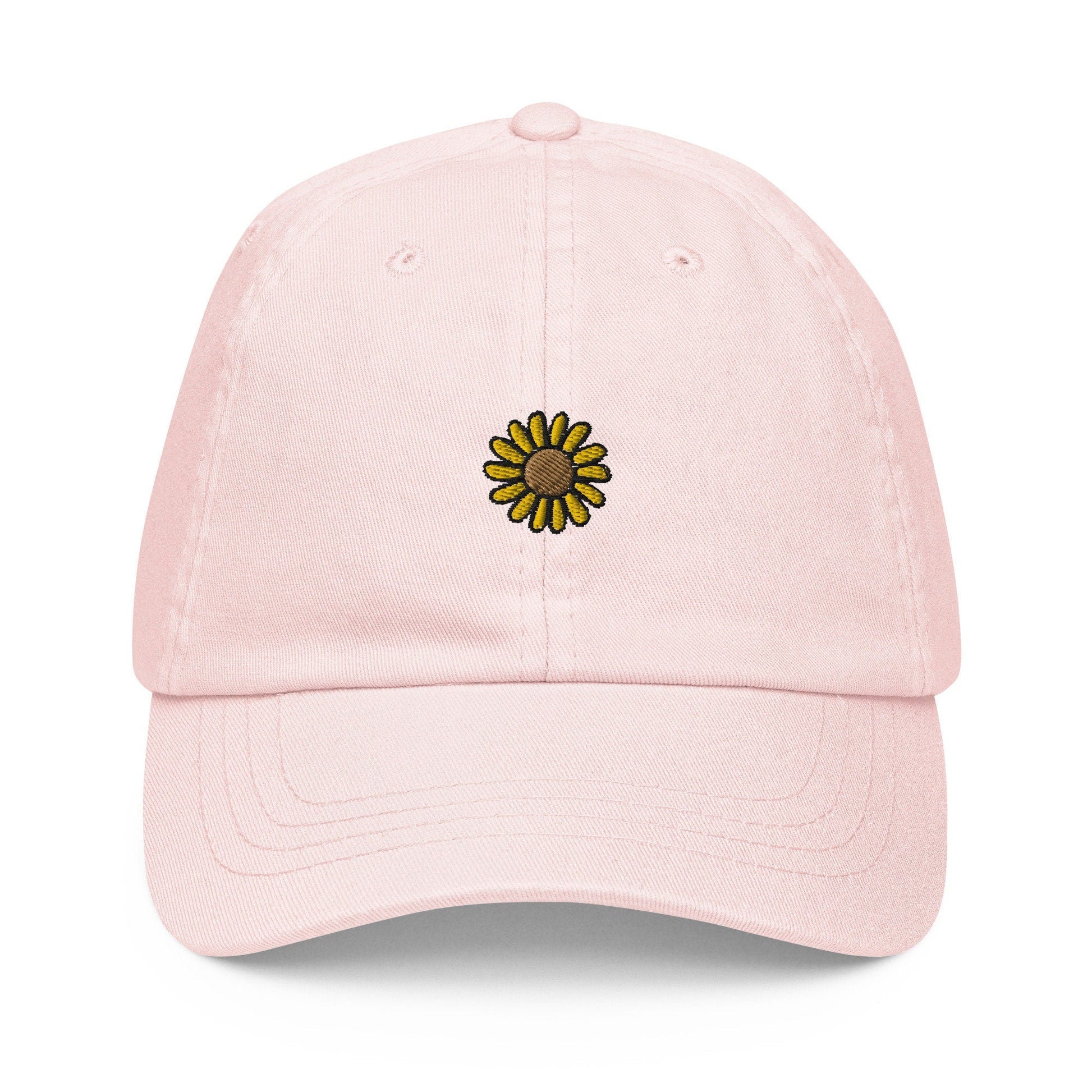 Sunflower Hat - Gift for Spring Flower Lovers - Pastel Cotton Embroidered Cap - Evilwater Originals