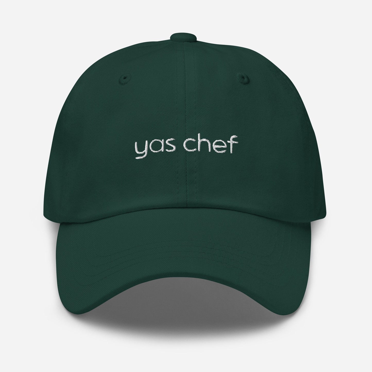 Yas Chef Hat - Yes Chef - Funny Gift for Foodies, Home Cooks, bakers & Chefs - Embroidered Cotton Cap - Evilwater Originals